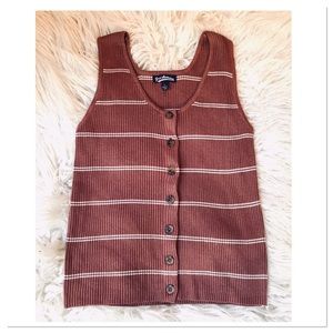 Freshman 1996 Ribbed Scoop-neck Button Down Tank Sz L